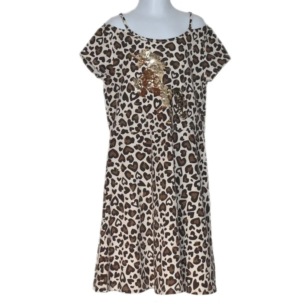 The Children’s Place Girls Dress Animal Print Short Sleeve Sequin Unicorn